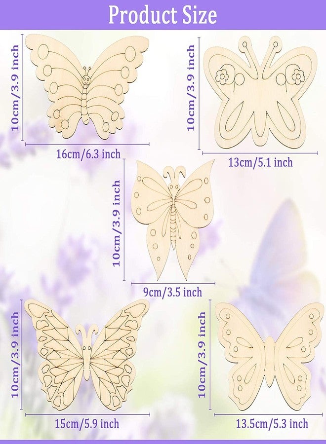 Cliths Pack of 25 Pieces Wooden Unfinished Blank Butterfly to Paint Crafts for Kids Painting, Home Decorations, Fly with a Hole. - Image 2